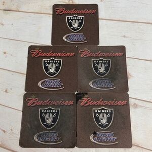 2003 Oakland Raiders Football Schedule Beer Bar Coaster Budweiser Bud Light